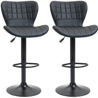 BARHOCKER 2er-Set höhenverstellbar drehbar Schwarz 57/58/87–107 cm - Schwarz, Leder (51.5/109/47cm) - MIVRAY