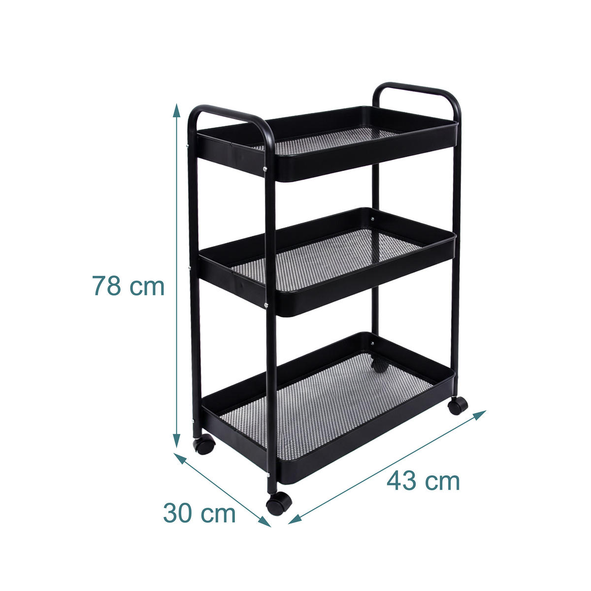 VOZÍK - černá, kov/plast (30/78/42.7cm) - Relaxdays