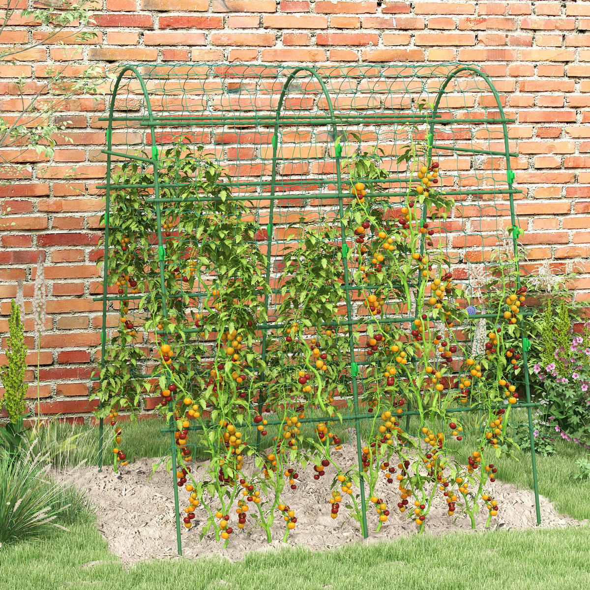 RANKHILFE für Kletterpflanzen, Verstellbares Spalier, für Garten, Balkon, Stahl, Grün - Grün, Kunststoff/Metall (144/206/167cm) - Outsunny