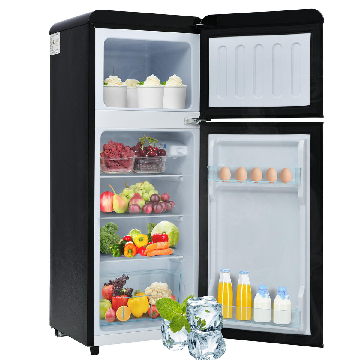 KÜHL-GEFRIER-KOMBINATION 92 l, 28 l Gefriervolumen, 105,5 x 41 cm, Energieeffizienzklasse D, Schwarz - Schwarz, Kunststoff (45.5/105.5/41cm) - FOHERE