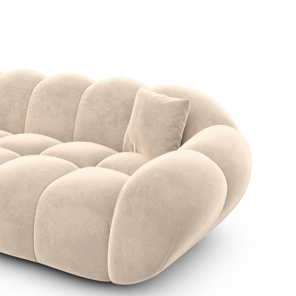 ECKSOFA Liva Creme Samtstoff L-Form Links - Creme, Textil (265/160cm) - VAROYAL