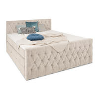 BOXSPRINGBETT London beige 180/200 cm H3/H4 Samt - Beige, Textil (180/200cm) - wonello