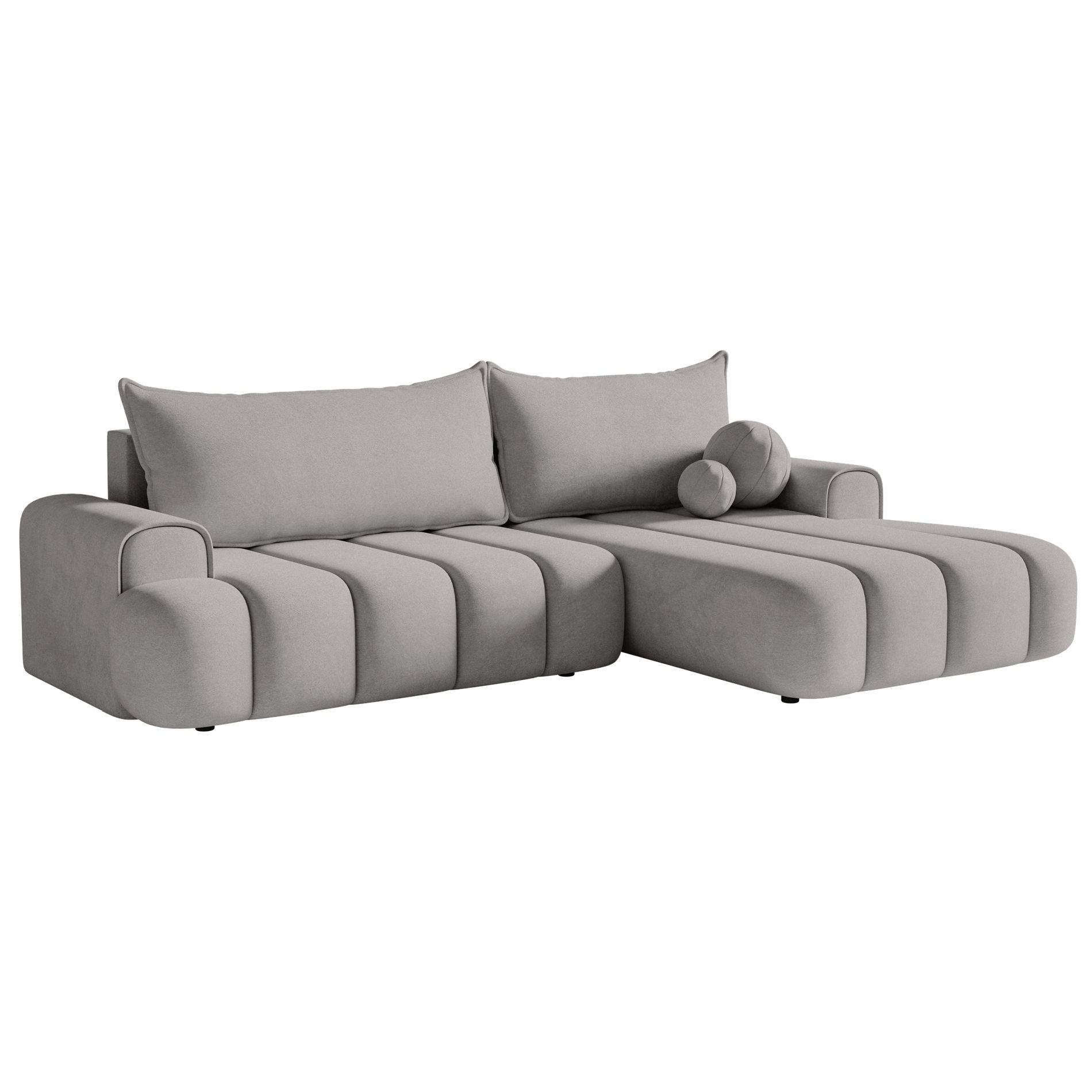 ECKSOFA Dandelino Grau mit Samtbezug, rechts - Schwarz/Grau, Kunststoff/Textil (275/168cm) - Selsey