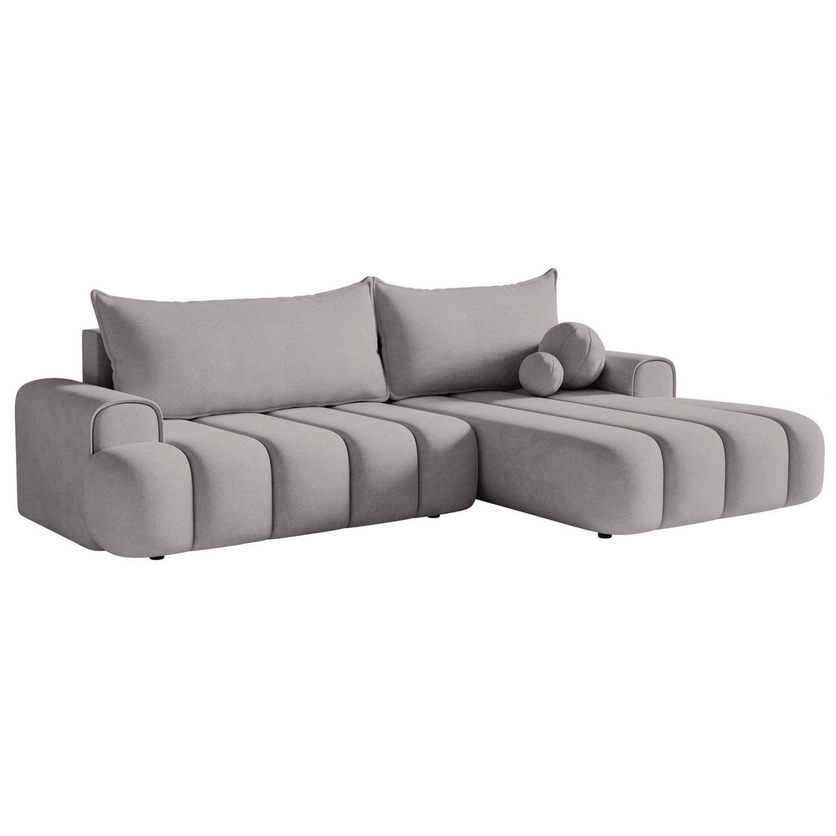 ECKSOFA Dandelino Grau mit Samtbezug, rechts - Schwarz/Grau, Kunststoff/Textil (275/168cm) - Selsey