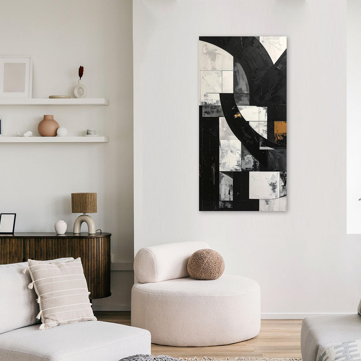 LEINWANDBILD 3D und geometrisch 40x80cm - Schwarz, Textil (40/80cm) - Feeby