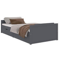 MASSIVHOLZBETT Mit Schubladen Dunkelgrau Kiefer 90/200 Cm - Grau, Textil (90/200cm) - vidaXL
