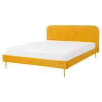 POLSTERBETT 160/200cm Gelb Flayat - Gelb, Textil (160/200cm) - Beliani