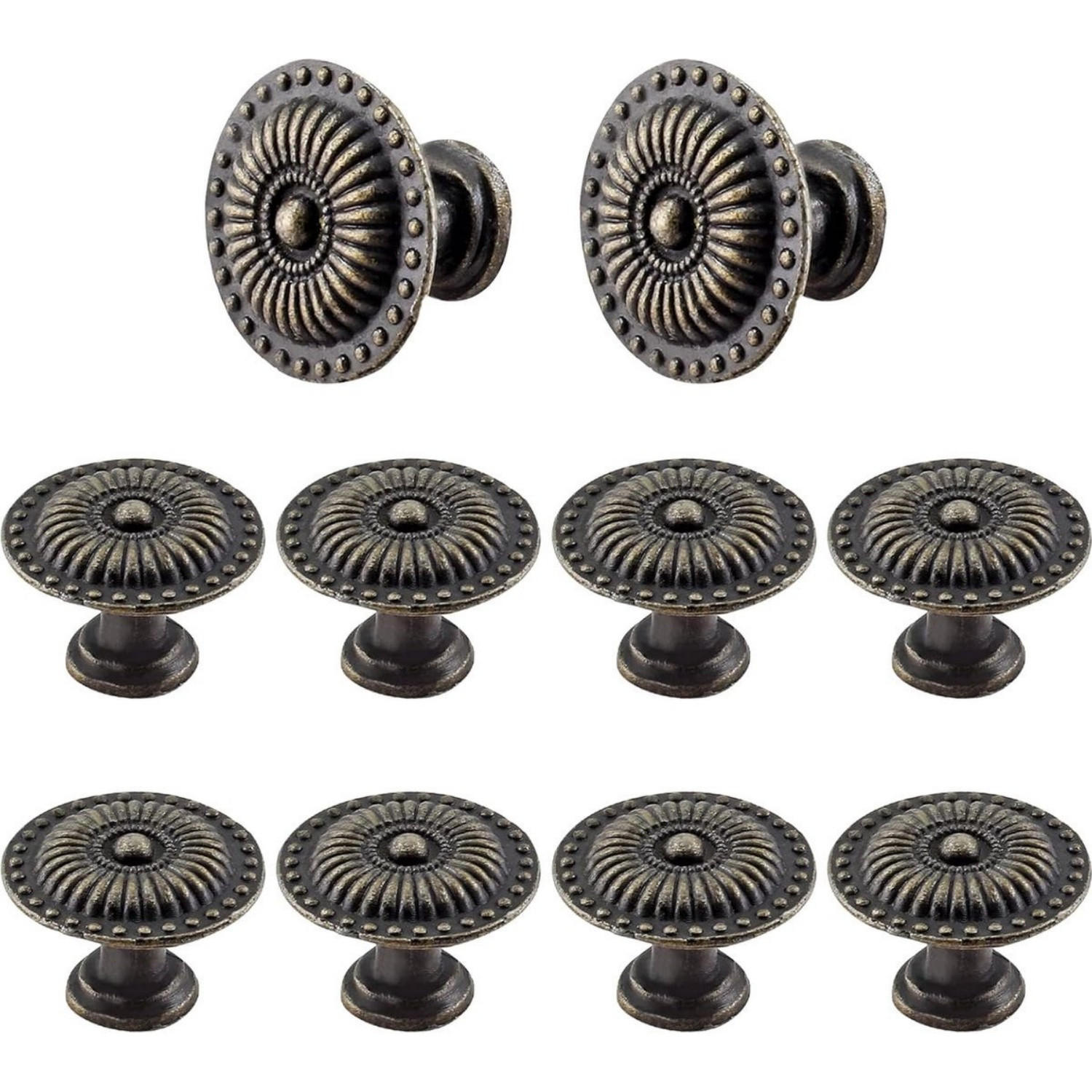ZINKLEGIERUNGSKNAUF 10er-Set Bronze Vintage 24 x 20 mm Schrank Möbel Schublade - Bronzefarben, Metall (2/2/2.4cm) - MCBOSON