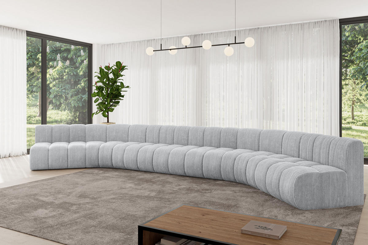 WOHNLANDSCHAFT modulares Sofa Montra-U2 - 581x174x70 cm Grau - Grau, Holzwerkstoff/Textil (581/70/174cm) - ALTDECOR