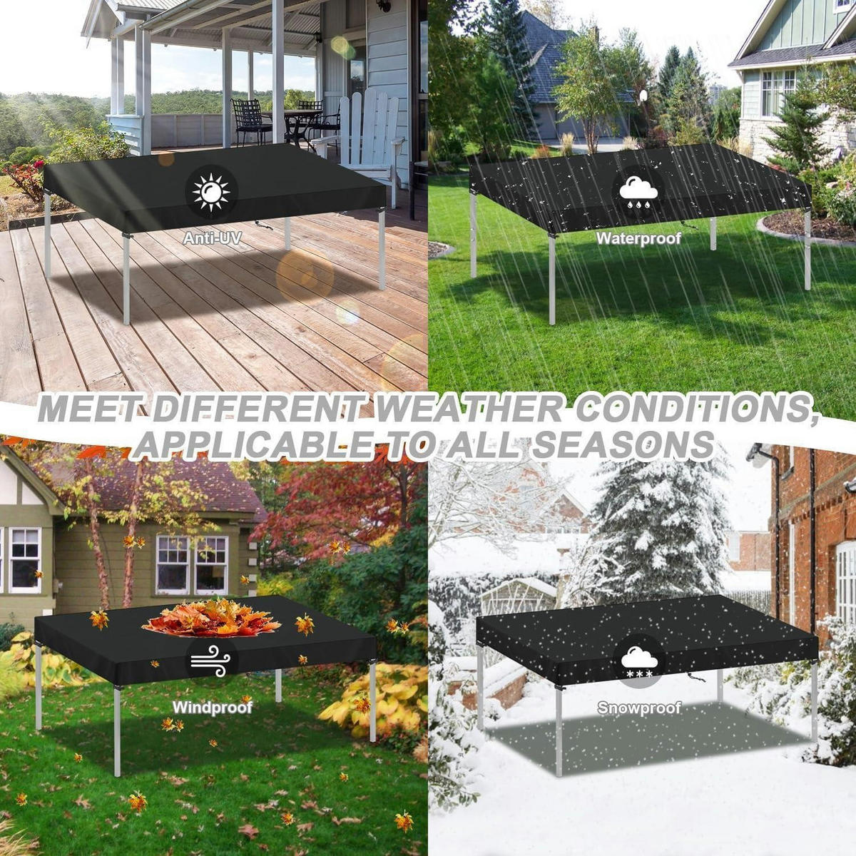 ABDECKUNG Gartentisch 160 x 100 x 15 cm Schwarz - Schwarz, Textil (100/15/160cm)