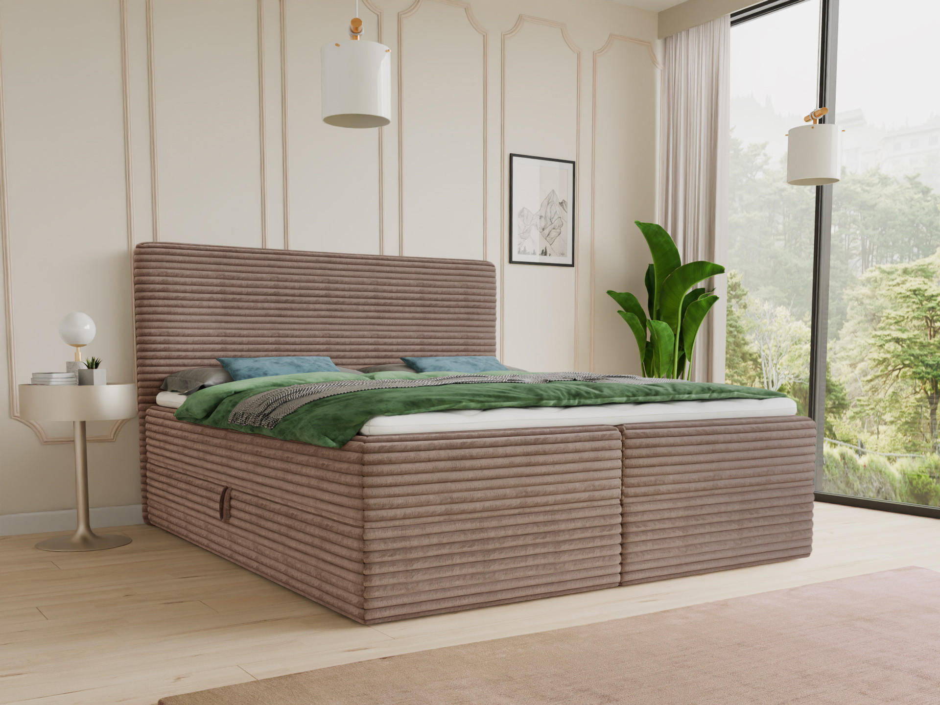 BOXBETT Mollo - 140x200 - braun (Tilia 17, Cord) - Schwarz/Braun, Holz/Holzwerkstoff (140/200cm) - Sofnet