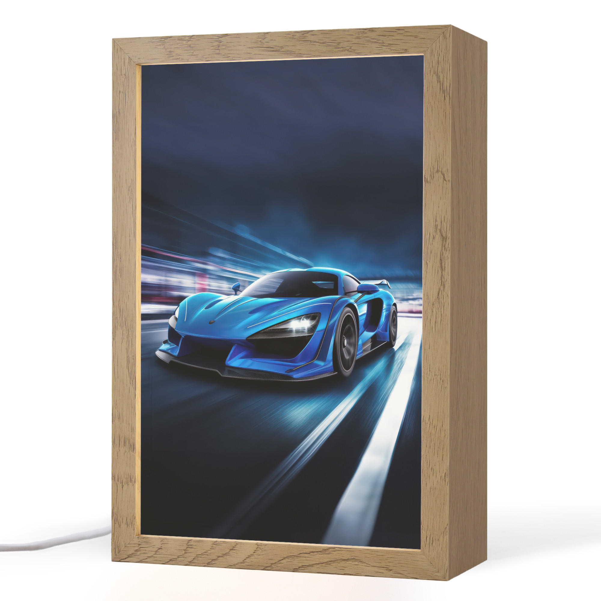 NACHTTISCHLAMPE Auto - Blau - Jungen - Kind 20x30 cm - Blau, Holzwerkstoff (8/20/30cm)