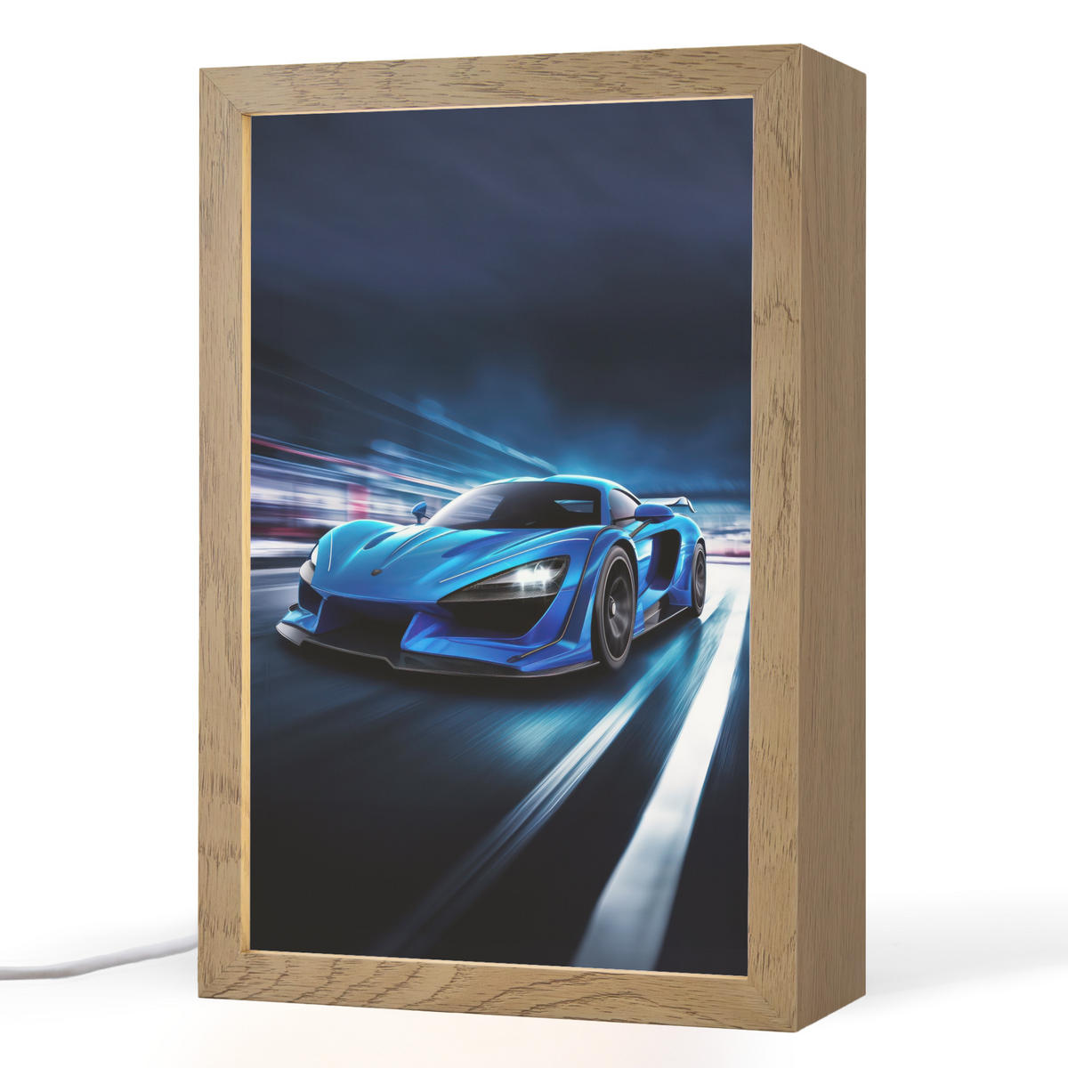 NACHTTISCHLAMPE Auto - Blau - Jungen - Kind 20x30 cm - Blau, Holzwerkstoff (8/20/30cm)