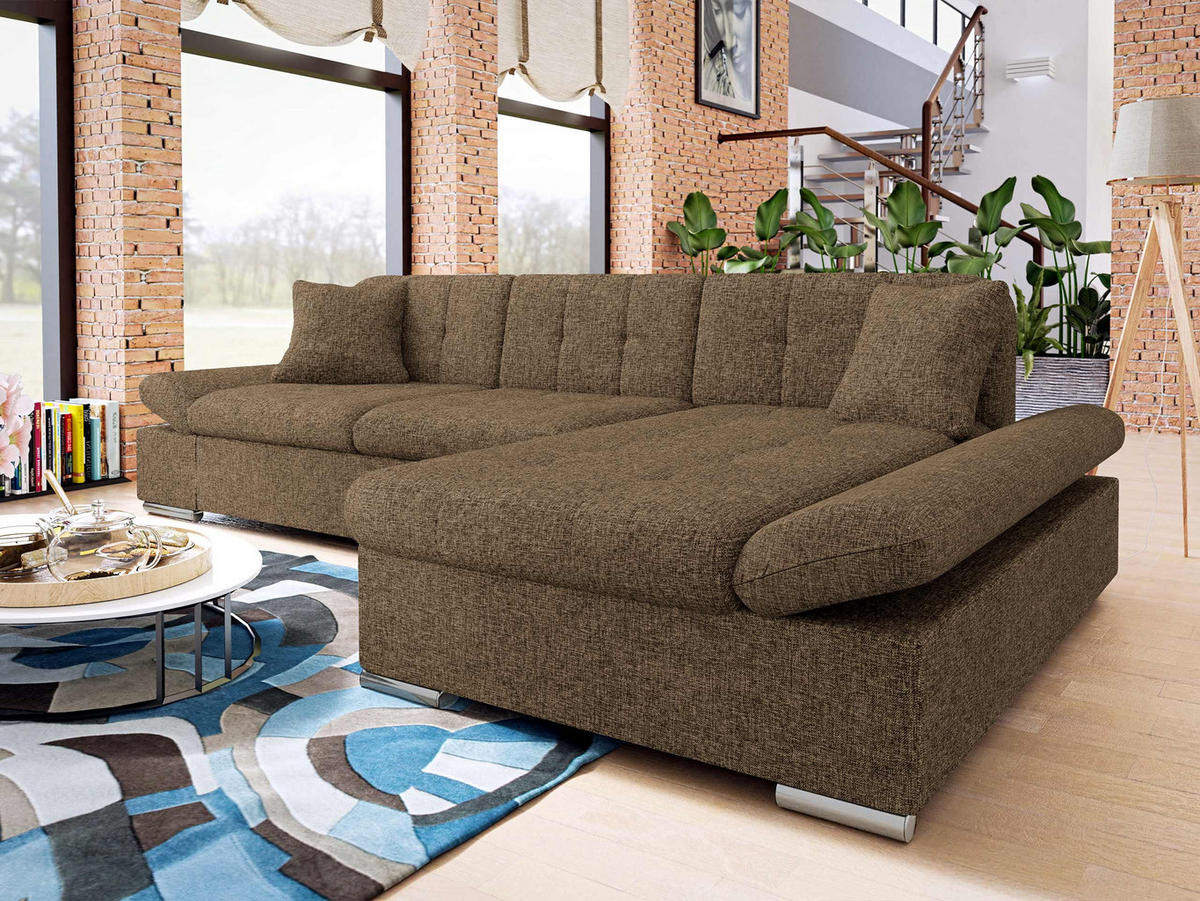 ECKSOFA Malwi, Seite: Rechts - Nussbaumfarben, Holz/Textil (278/161cm) - MIRJAN24
