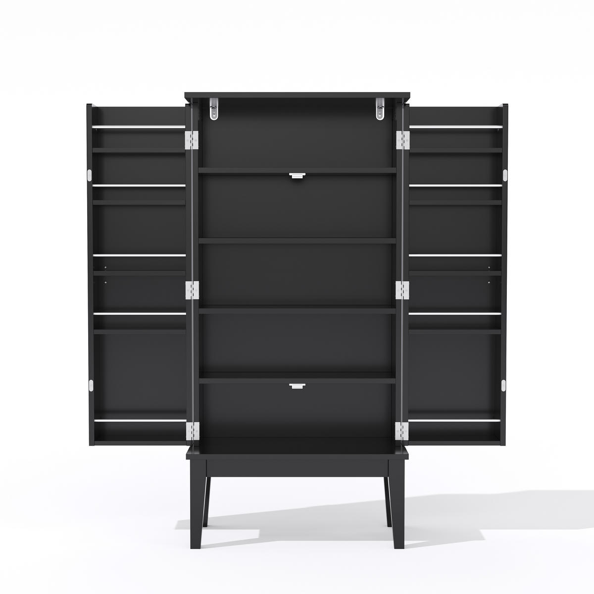 BUFFET 120/30/59 cm schwarz aus MDF mit 2 Türen - Schwarz, Holzwerkstoff (59/120/30cm) - OKWISH