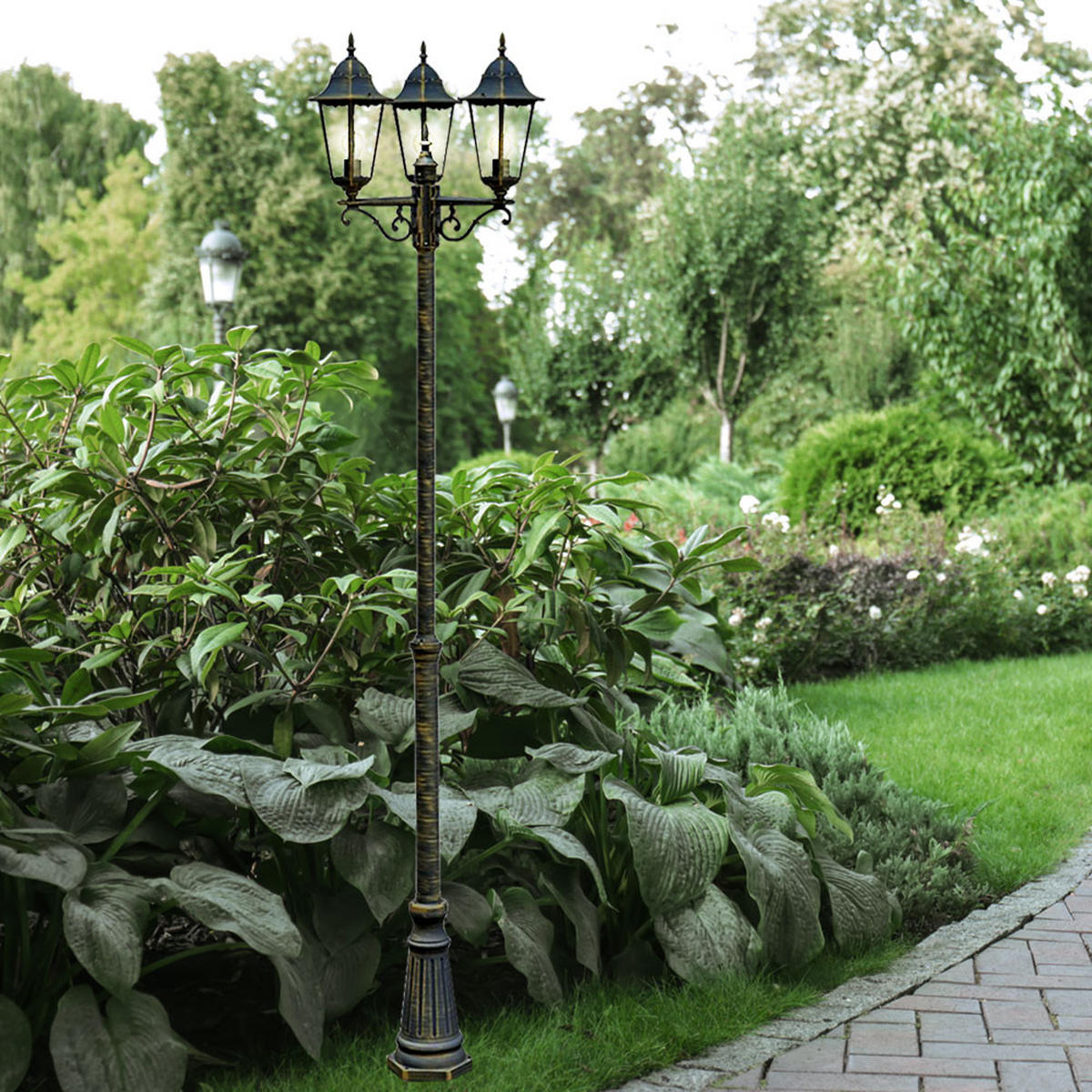 LED AUSSENLEUCHTE Kandelaber Bronze Glas - Bronzefarben, Glas (55/58/220cm)