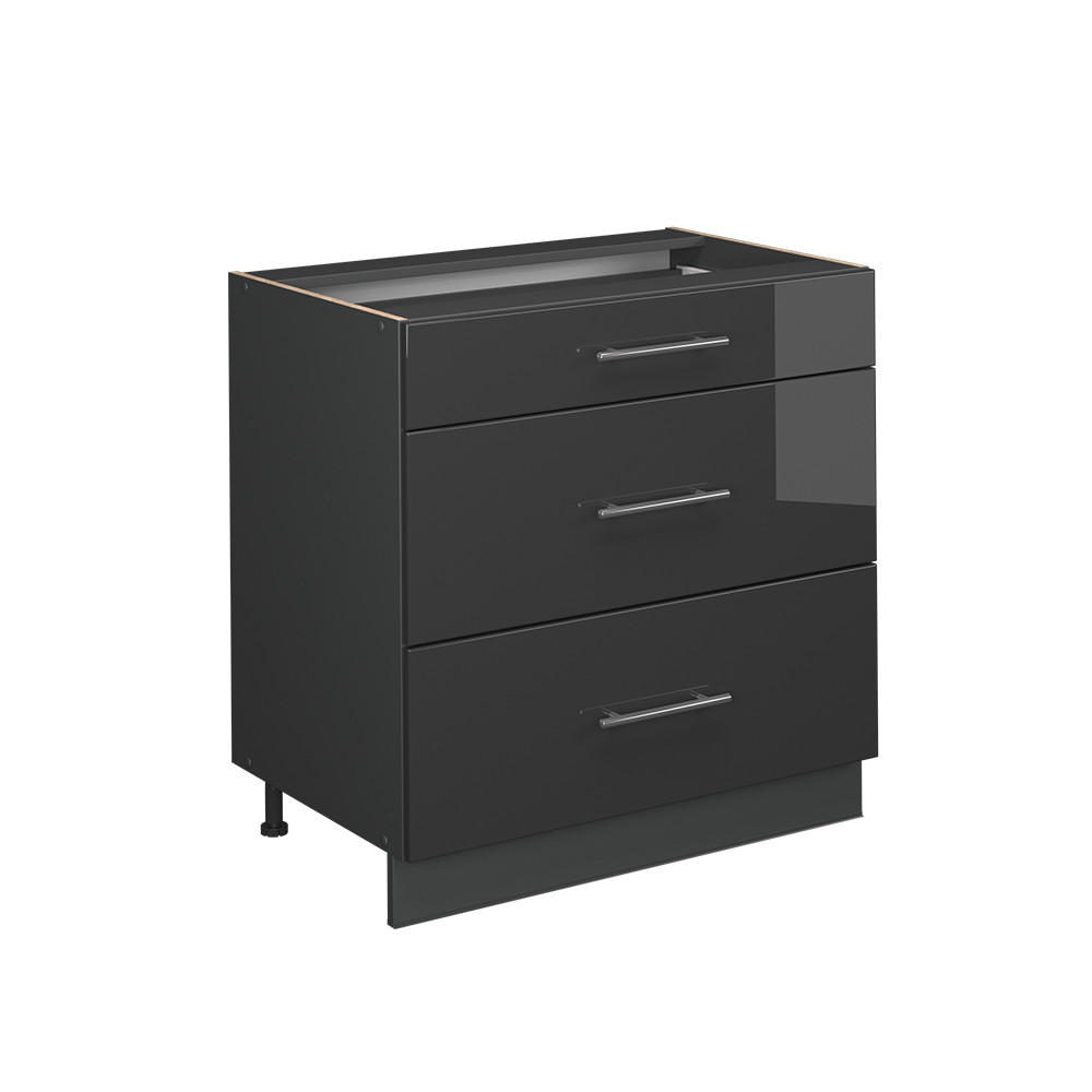 Schwarz Hochglanz/Anthrazit, Holzwerkstoff (80/82/60cm) - Vicco