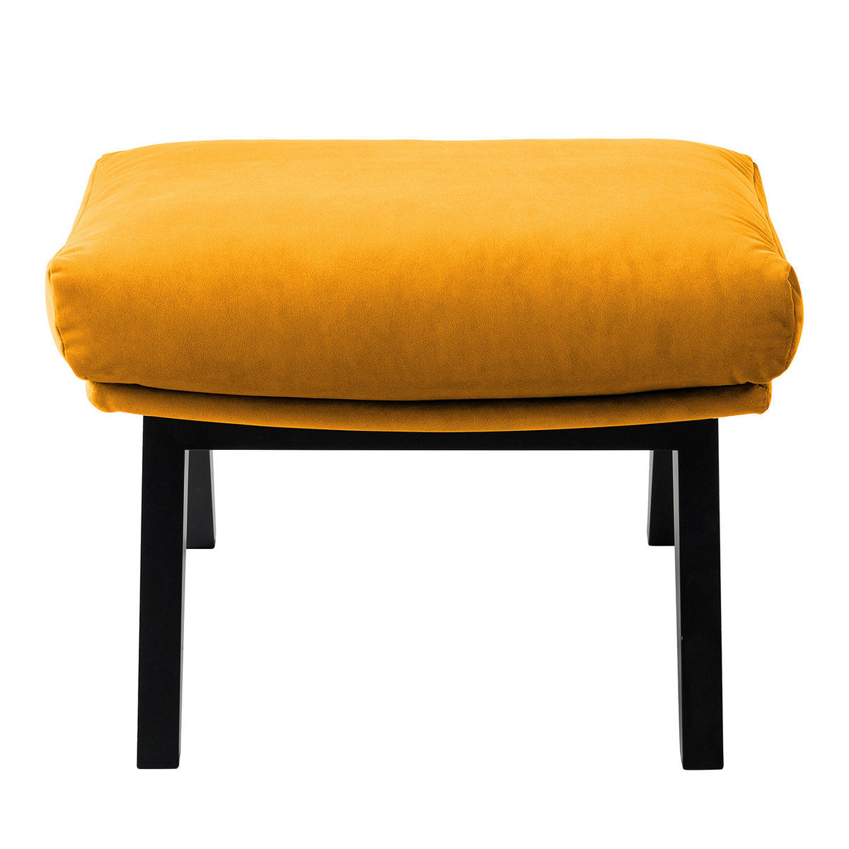 POLSTERHOCKER mit Holzfüßen - Gelb/Schwarz, Eichenholz/Textil (51/37/41cm) - home24