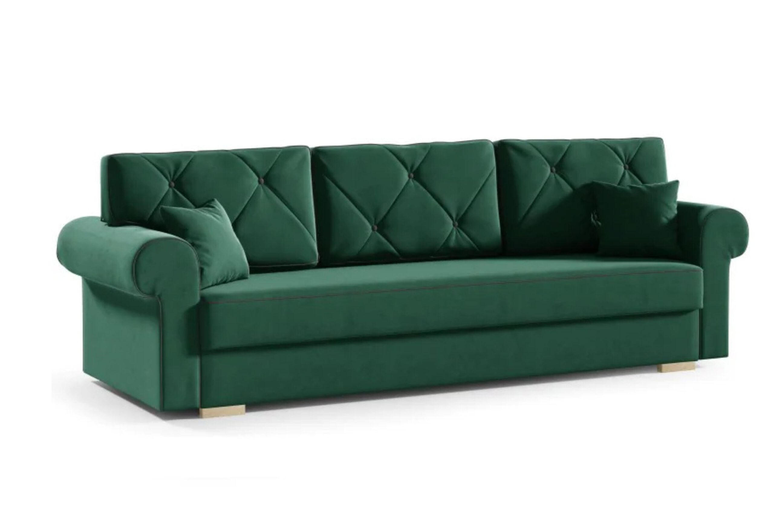 SCHLAFSOFA STAR, Sofa mit Schlaffunktion und Bettkasten, Farbe: Grün, Veloursstoff - Grün, Textil (237/90/85cm) - Sepro Meble
