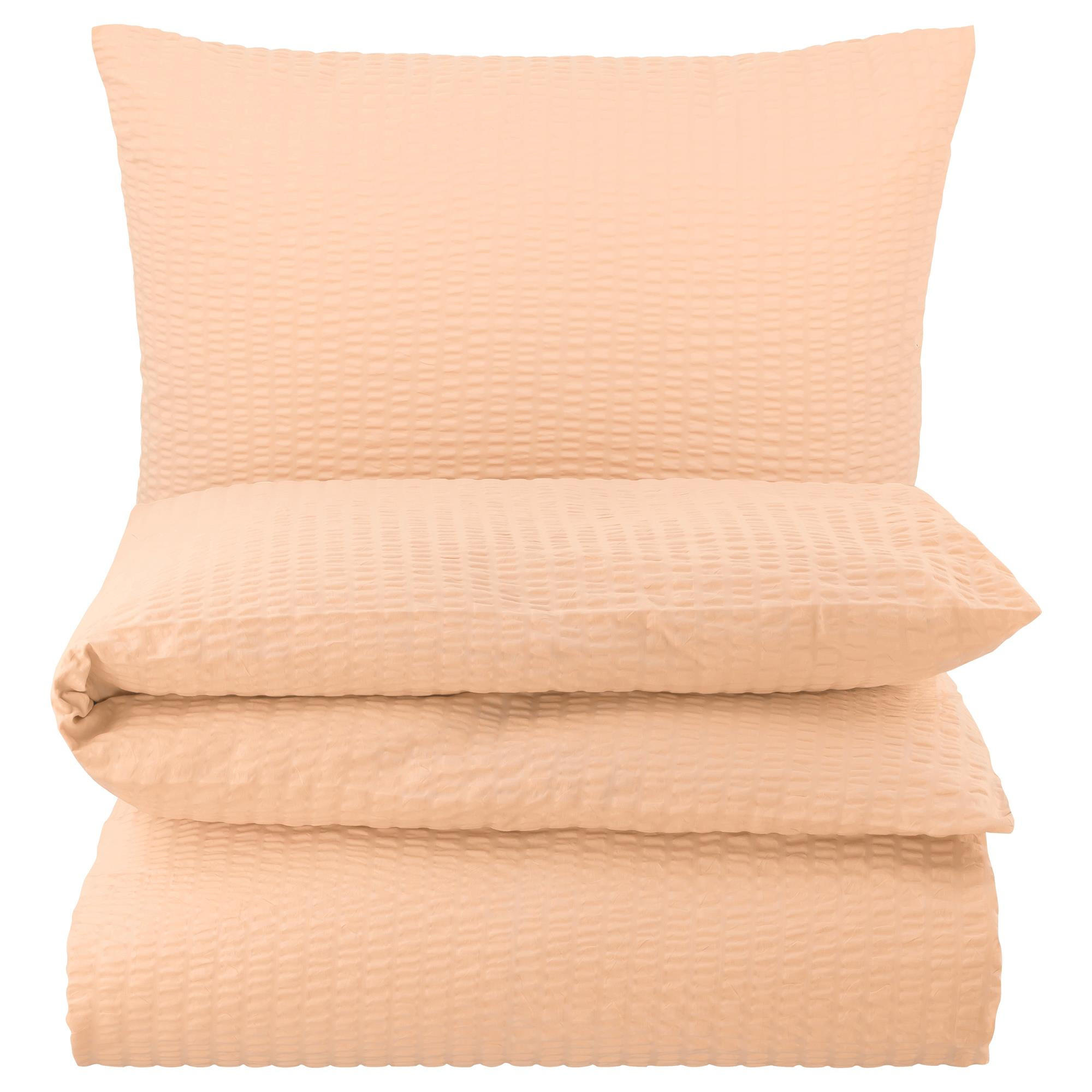 SEERSUCKER-BETTWÄSCHE 135x200 Uni Sommer Bettbezug Bügelfrei aus 100% Baumwolle, Bettbezüge einfarbig Apricot - Altrosa, Textil (135/200cm) - Carpe Sonno