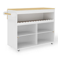 KÜCHENINSEL DE-41377 122/46-69/91 cm,mit Schiebetüren aus Glas Weiß - Weiß, Holzwerkstoff (122/91/46cm) - ComfortXL