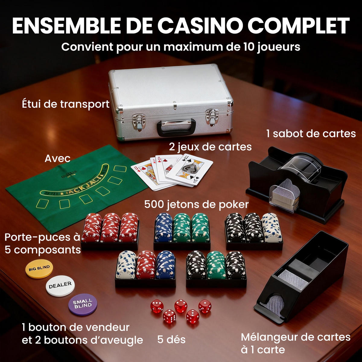POKERKASETTE DE-18666 - Silberfarben, Kunststoff (37/38cm) - ComfortXL