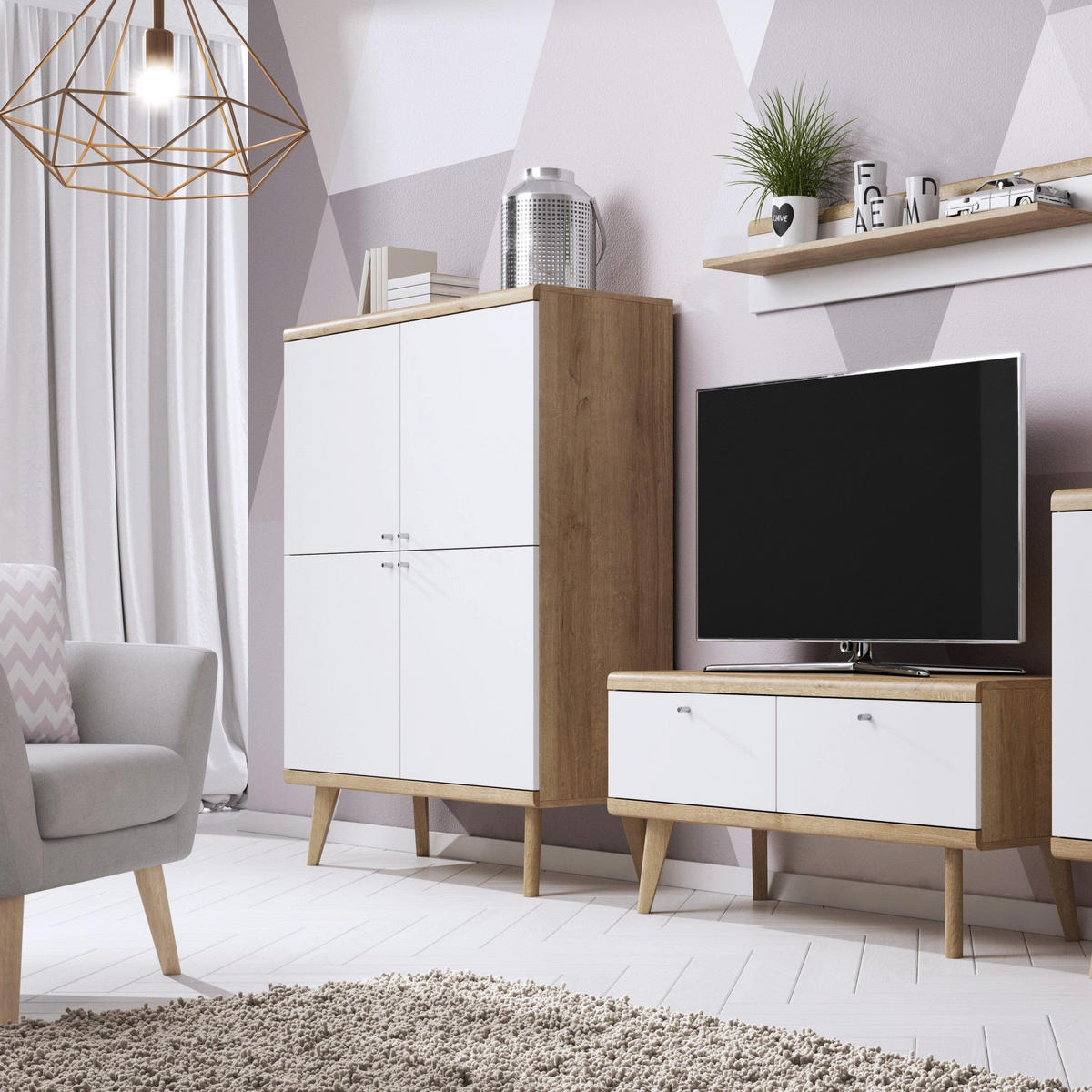 KOMMODE Lato - Braun, Holzwerkstoff (107/134/40cm) - Pillovely