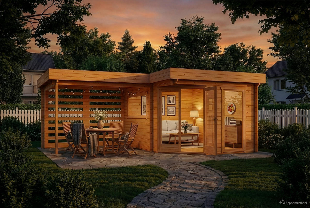 GARTENHAUS Holz Pepe Optima - Pinienfarben, Holz (618/230/462cm) - Alpholz
