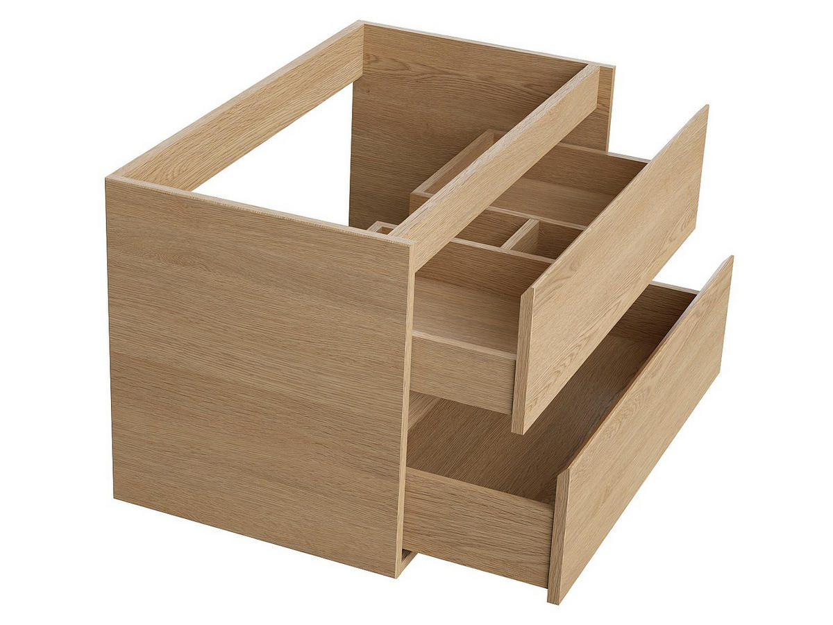 EINZELWASCHTISCH - 80 cm x 45 cm - holz - naturfarben hell Milipam - Weiß, Keramik/Holz (80/50/45cm) - Vente-Unique