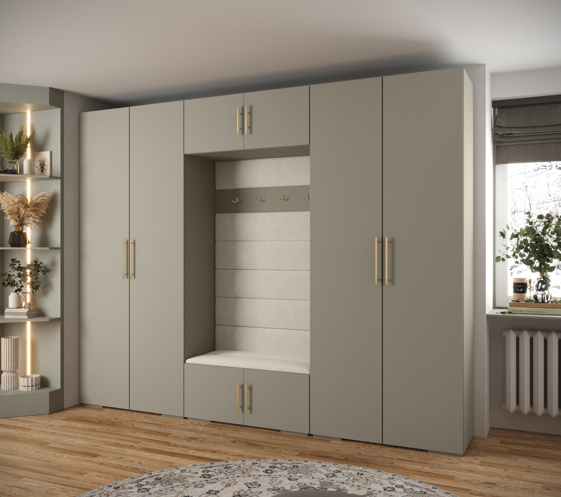 GARDEROBEN-SET 236,7/300/47 - Kaschmir/Goldfarben, Holz/Kunststoff (300/236.7/47cm) - Abiks Möbel