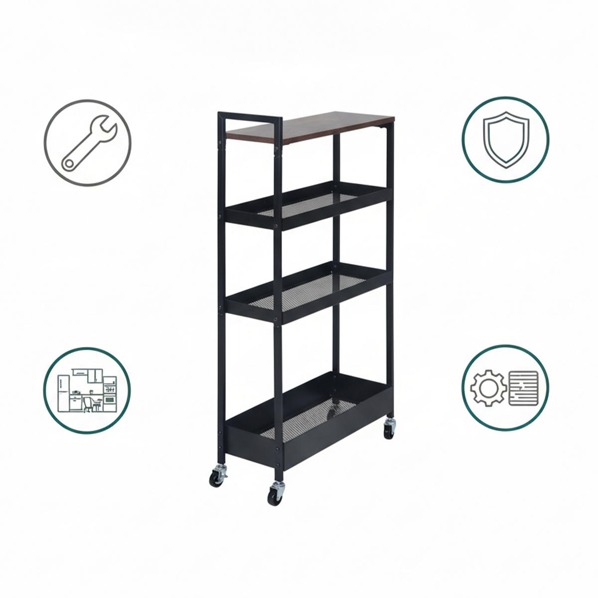 NISCHENWAGEN - Multicolor, Holzwerkstoff/Metall (20/98/50cm) - Relaxdays