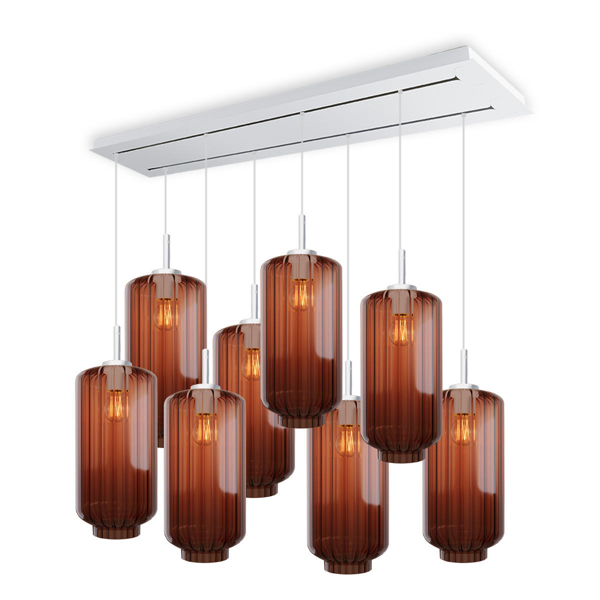 HÄNGELEUCHTE Velo 8-flammig Braun Ø 18cm - Braun/Weiß, Glas (18/18/33cm) - s.luce