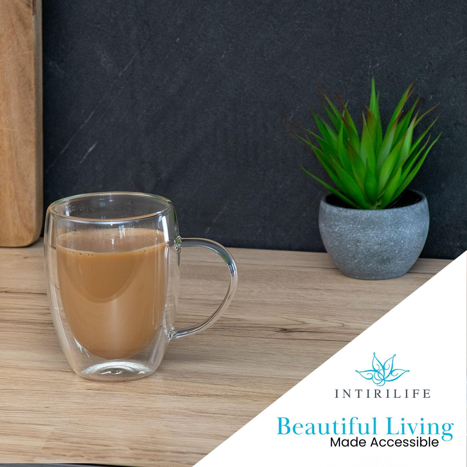 KAFFEEGLAS 250 ml (2er-Set) - Transparent, Glas - Intirilife