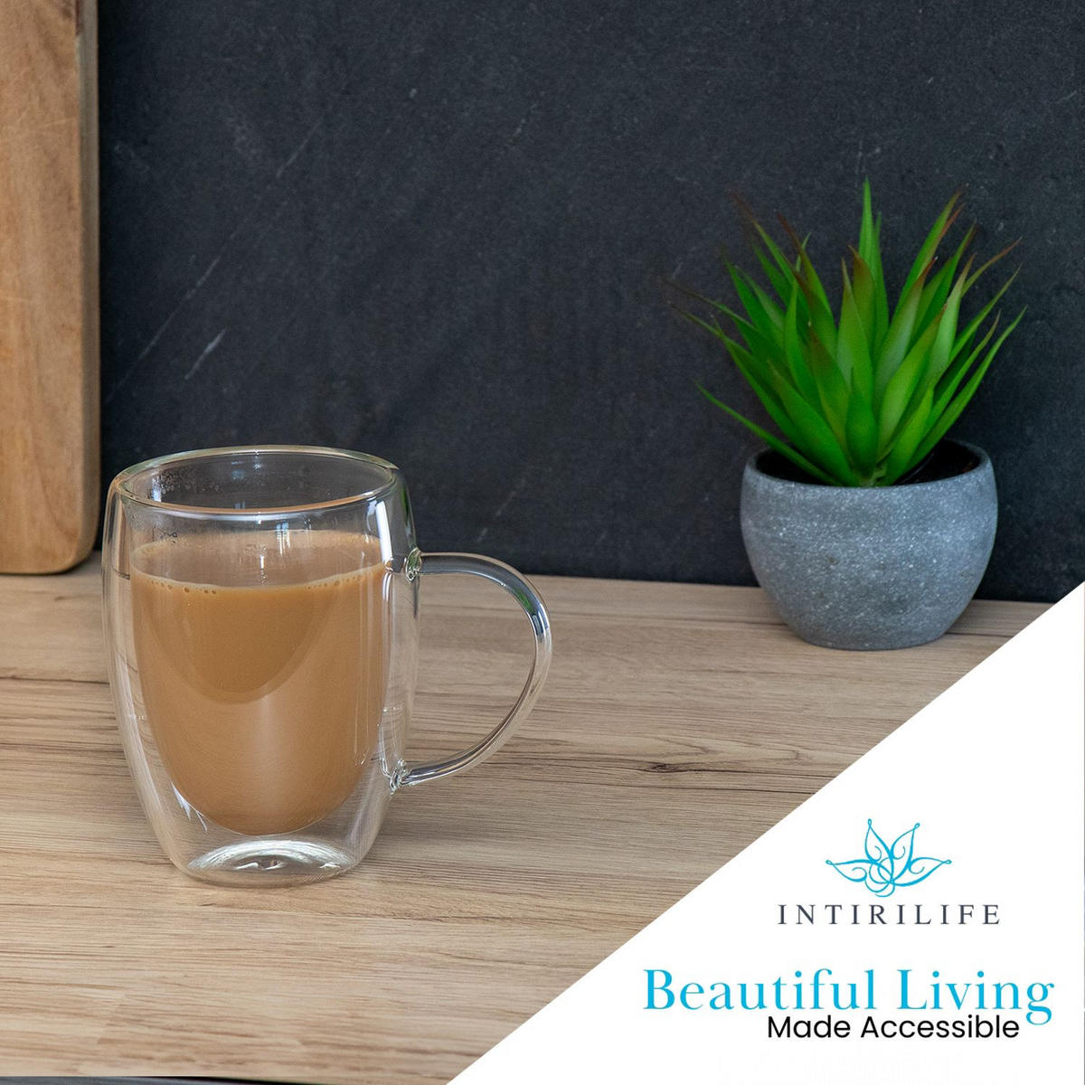 KAFFEEGLAS 250 ml (2er-Set) - Transparent, Glas - Intirilife