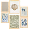 POSTER Set Mit 6 Strand, Meer, Ozean A3 & A4 Rahmen Aus Hellem Holz - Beige, Papier (29/3cm) - Nacnic