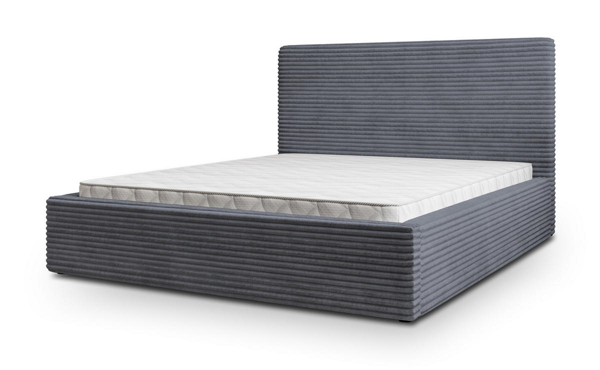 POLSTERBETT MIRETTI 160x200 cm mit Bettkästen - Graphitfarben - Graphitfarben, Holz (160/200cm) - MASSENO