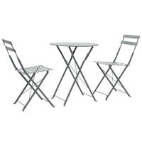 BISTRO-SET Stahl Grau 3-teilig - Grau, Metall - vidaXL