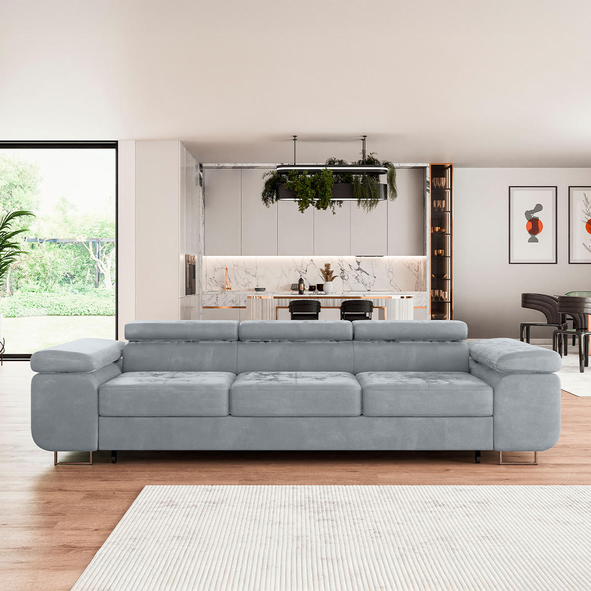 SCHLAFSOFA Wilson 3 Sitzplätze Grau - Grau, Holzwerkstoff (275/69/100cm) - Petits-meubles