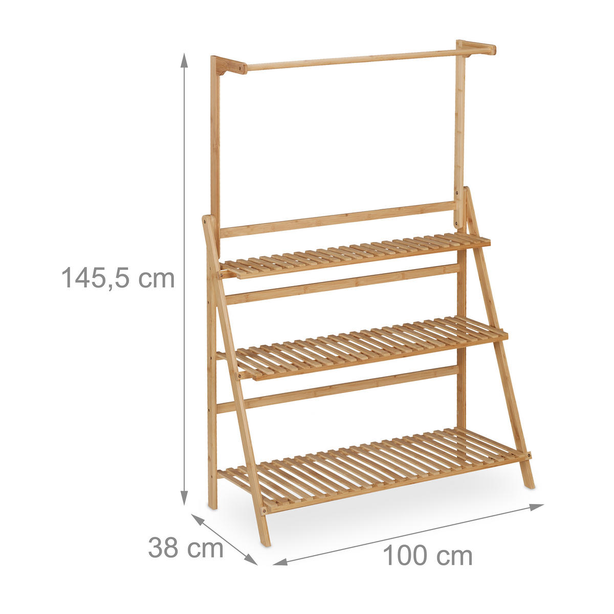BLUMENREGAL - Hellbraun, Holz (100/145.5/38cm) - Relaxdays