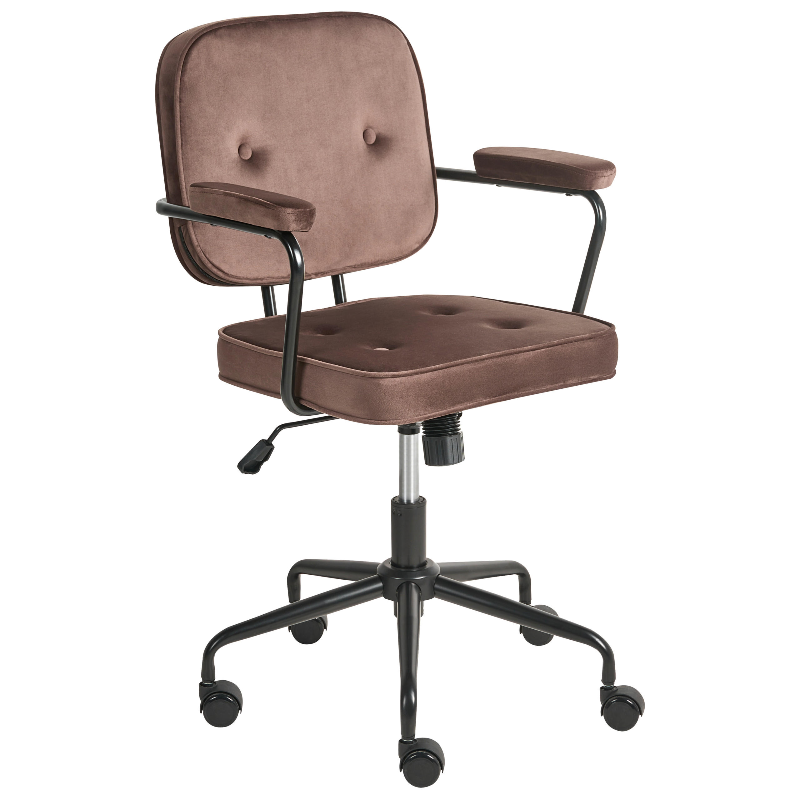 SCHREIBTISCHSTUHL Samtstoff Braun Pawnee - Braun, Textil (64/88/64cm) - Beliani