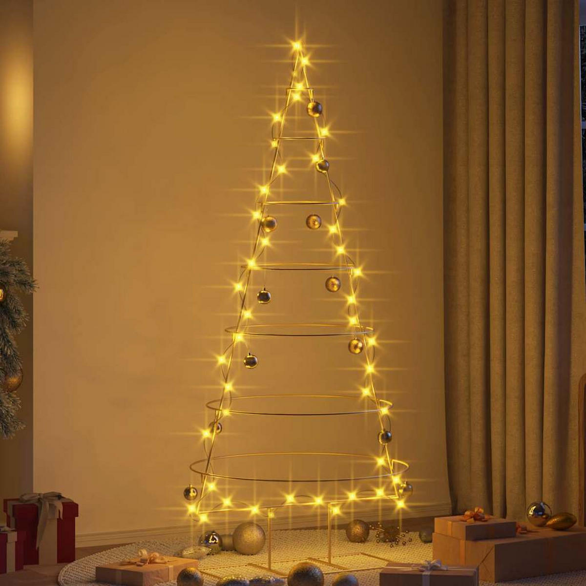 WEIHNACHTSBAUM Metall Gold 180 Cm Pulverbeschichteter Stahl - Goldfarben, Metall (180cm) - vidaXL