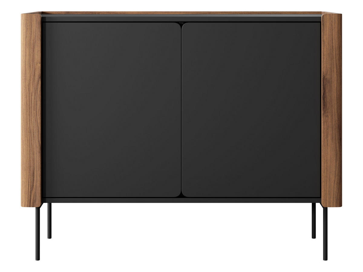 KOMMODE Wrap K105 - Nussbaumfarben/Schwarz, Holzwerkstoff/Metall (105/83/40cm) - MIRJAN24