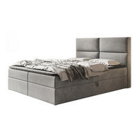 BOXBETT LIZBONA mit 2 Bettkästen, 140x200, Farbe: Grau, Velourstoff, Doppelbett mit Bonell-Matratze - Grau, Holz/Kunststoff (140/200cm) - Alpi-Möbel