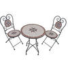 BALKONMÖBEL-SET Robert 3-teilig Mosaik Hellbgrau Balkon-Set - Hellgrau, Metall - DELUKE