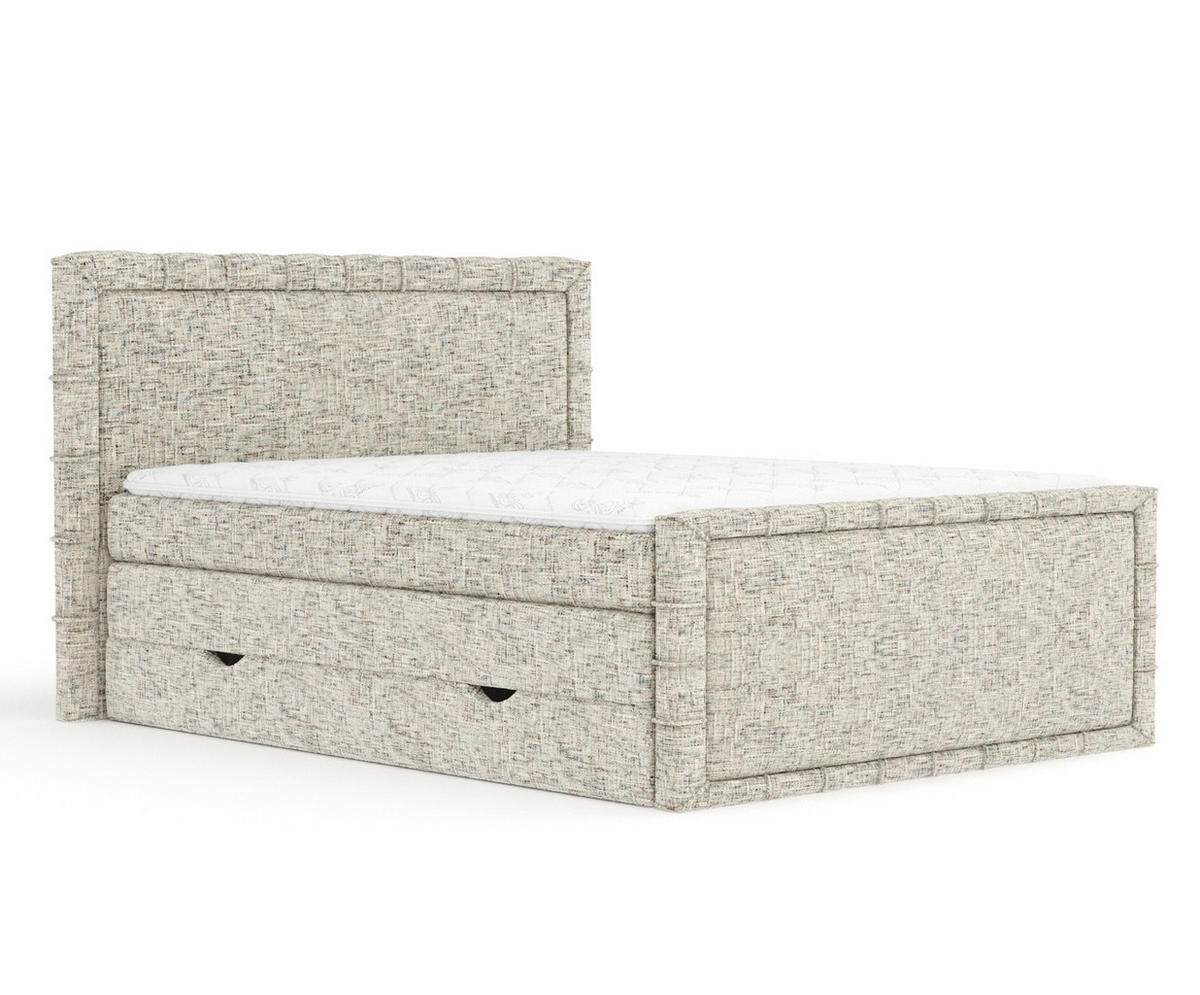 BOXBETT Estelle Beige 140/200 cm im Webstoff - Beige/Schwarz, Holz/Holzwerkstoff (140/200cm) - Maison de Reve