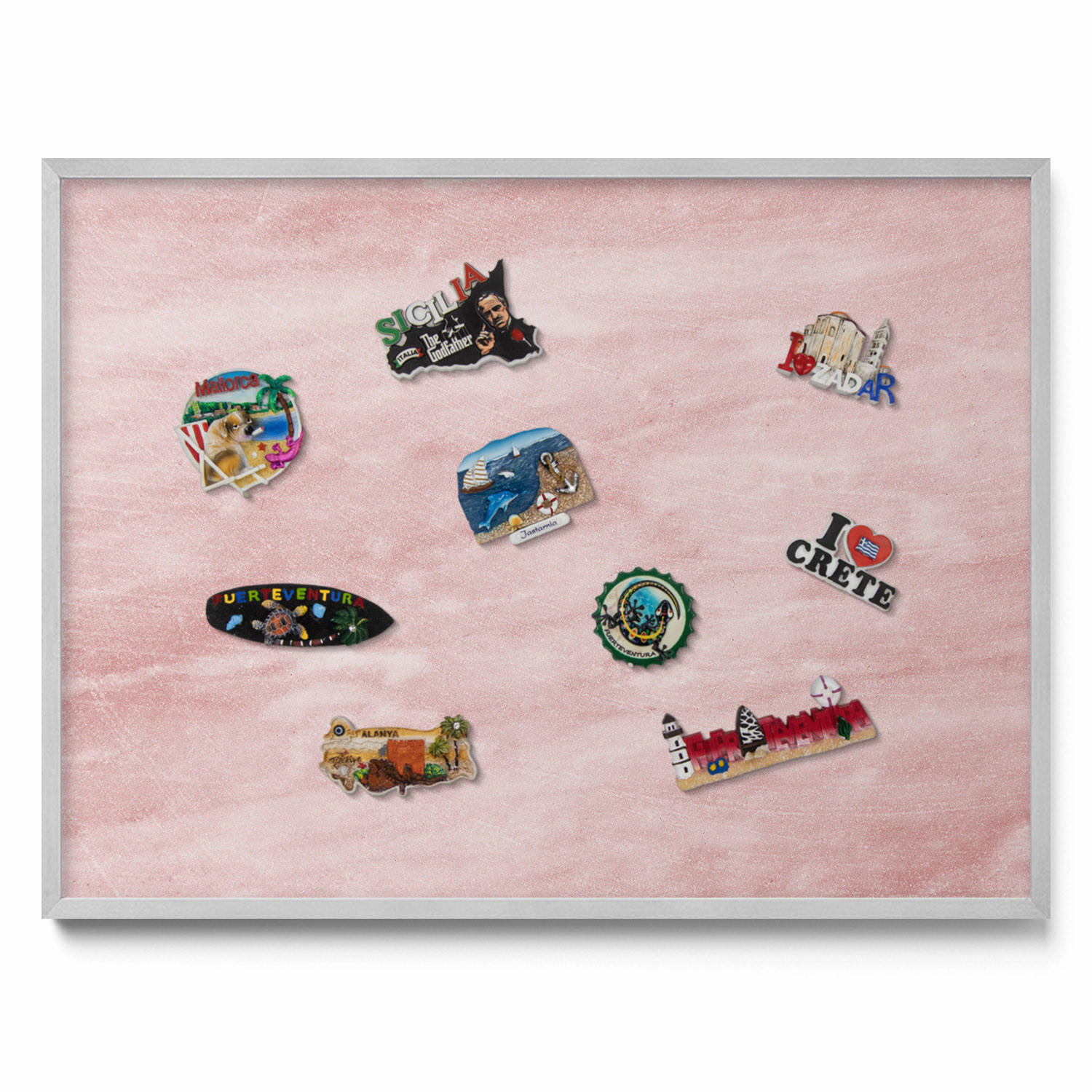 MAGNETTAFEL 80x60 cm Silberner Rahmen Pastell Felsstruktur - Beere, Metall (80/60/0.4cm) - TULUP