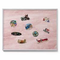 MAGNETTAFEL 80x60 cm Silberner Rahmen Pastell Felsstruktur - Beere, Metall (80/60/0.4cm) - TULUP