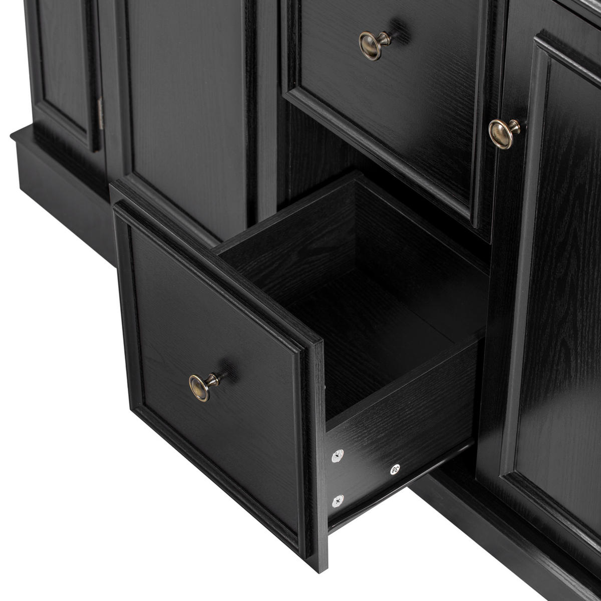 KÜCHENINSEL aus MDF 130.5x40-65x92 cm Schwarz mit klappbarer Platte & Ladestationc - Schwarz, Holzwerkstoff (130.5/92/65cm) - Modfu