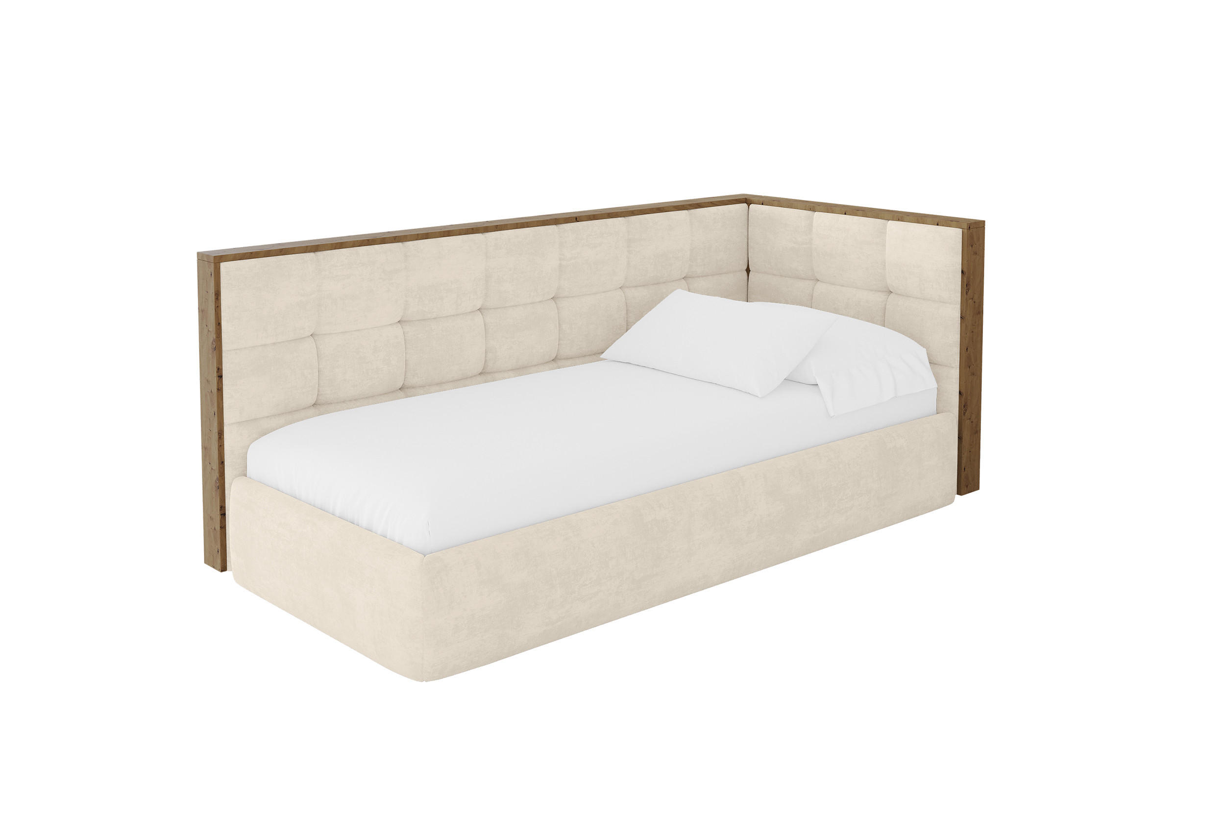 ALTDECOR JEDNOLŮŽKOVÁ POSTEL pro mládež s úložným prostorem, vlevo - SOVY 100x200 béžová