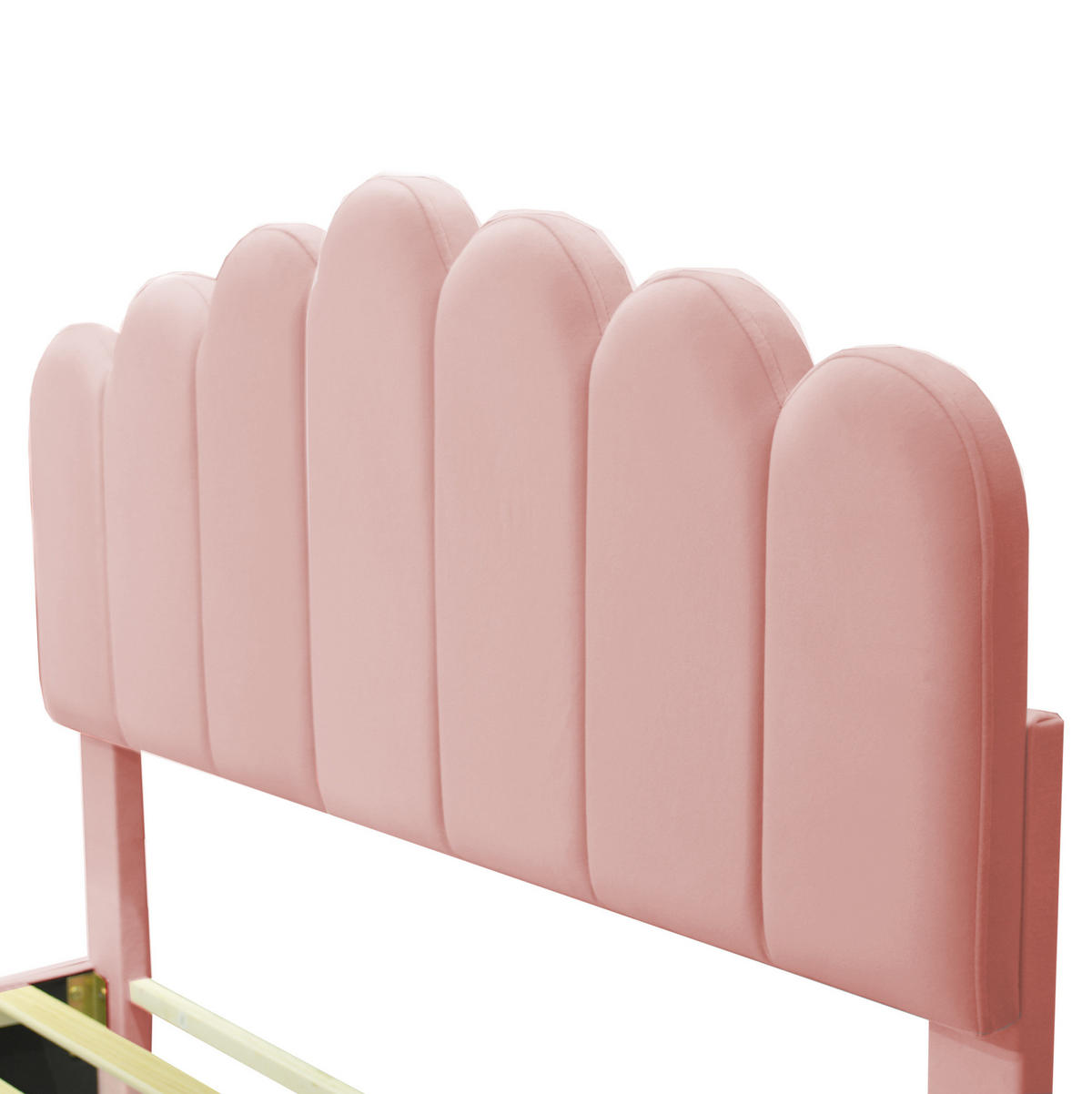 POLSTERBETT aus Samt 140x200 cm Pink mit verstellbarem Kopfteil, Lattenrost und Metallfüßen - Rosa, Textil (140/200cm) - Modfu